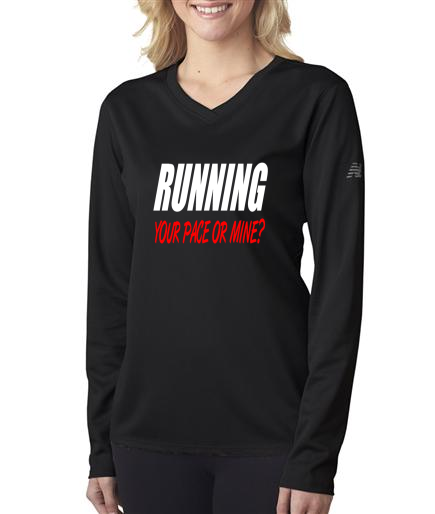 Running - Your Pace Or Mine - NB Ladies Black Long Sleeve Shirt